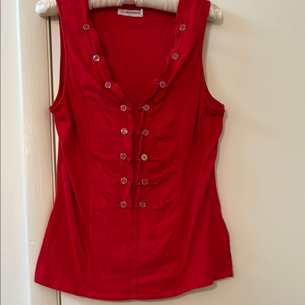 Red SleevelessTop with buttons
